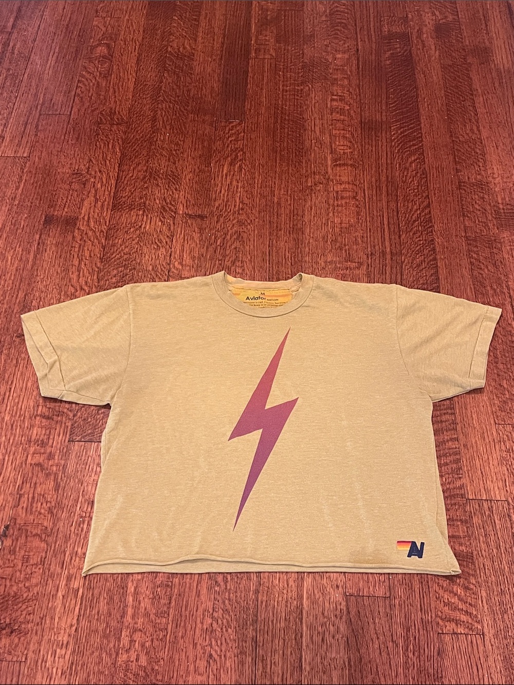 Aviator Nation women’s cropped Tee with Lightning Bolt